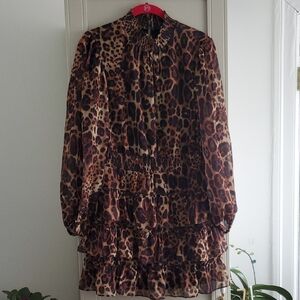 Express Animal Print Dress with Ruffles